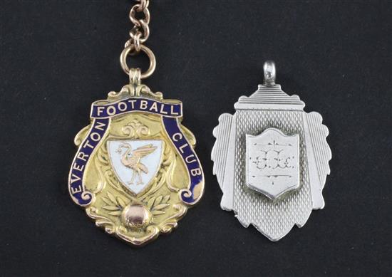 An Edwardian 15ct Everton Football Club medallion & a silver medallion